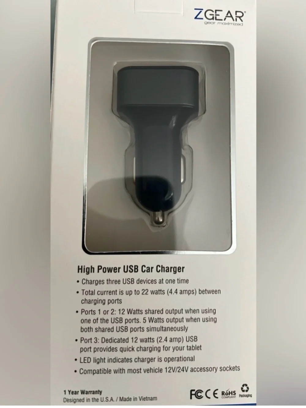 NIB Set of (2) Z Gear Fast Charge Car Charger
